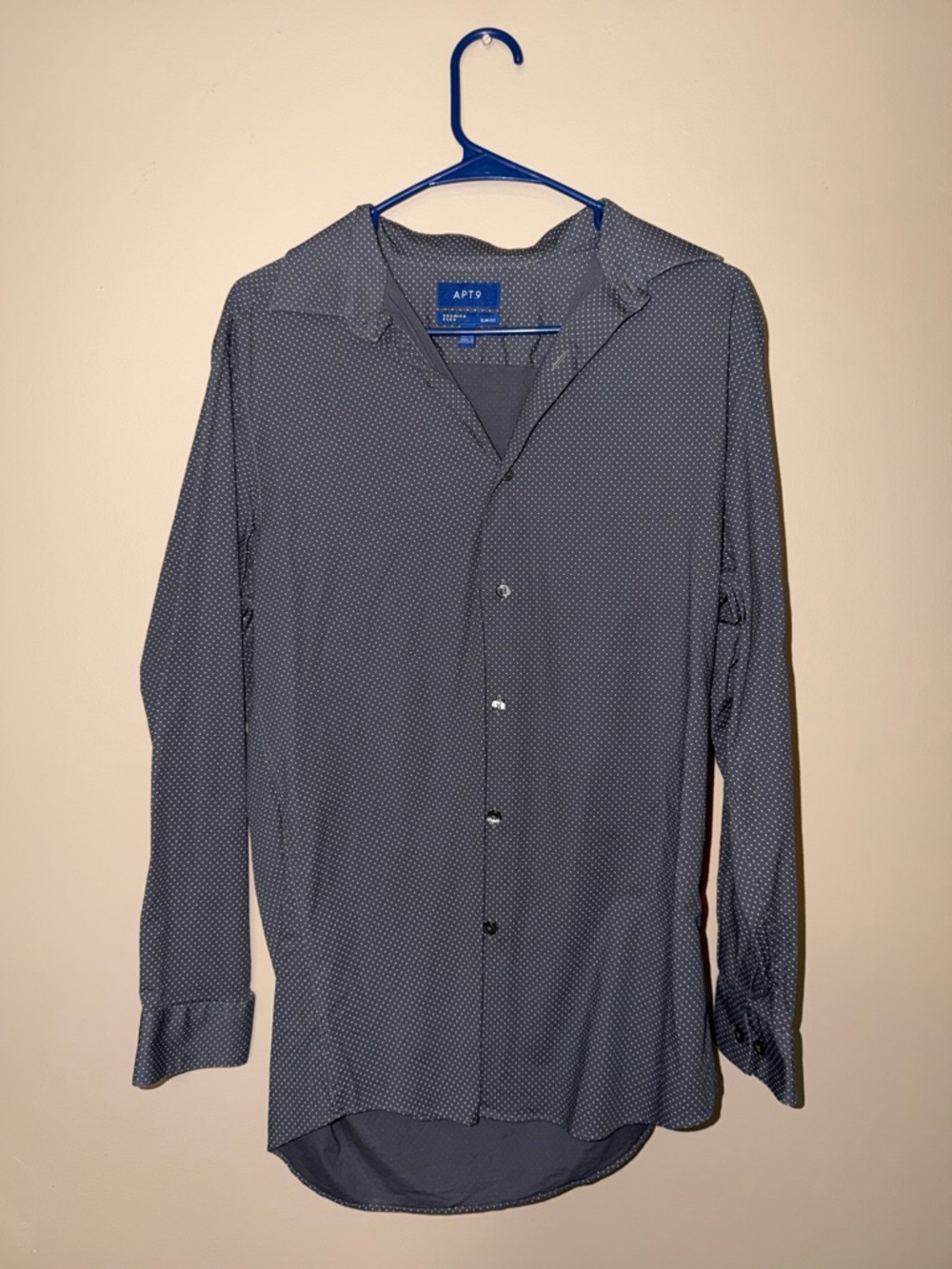 Apt. 9 Men's Navy Microdot Long-Sleeve Button-Down Shirt